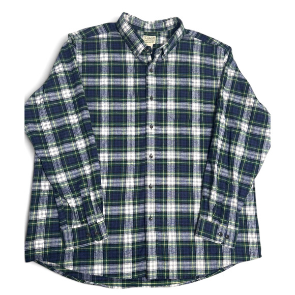 L.L. Bean Other - L.L. Bean Flannel Shirt Mens XXL Green Blue Plaid Long Sleeve Button Down